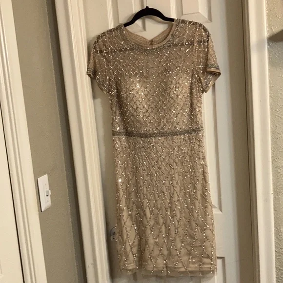 Dresses | Cocktail Dress Creamy Gold With Silver Sequence With Builtin Support Bra | Poshmark Dresses | Cocktail Dress Creamy Gold With Silver Sequence With Builtin Support Bra | Poshmark